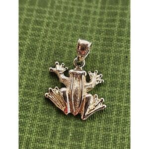 Sterling Silver Frog Pendant Vintage Charm 1" Tree Frog